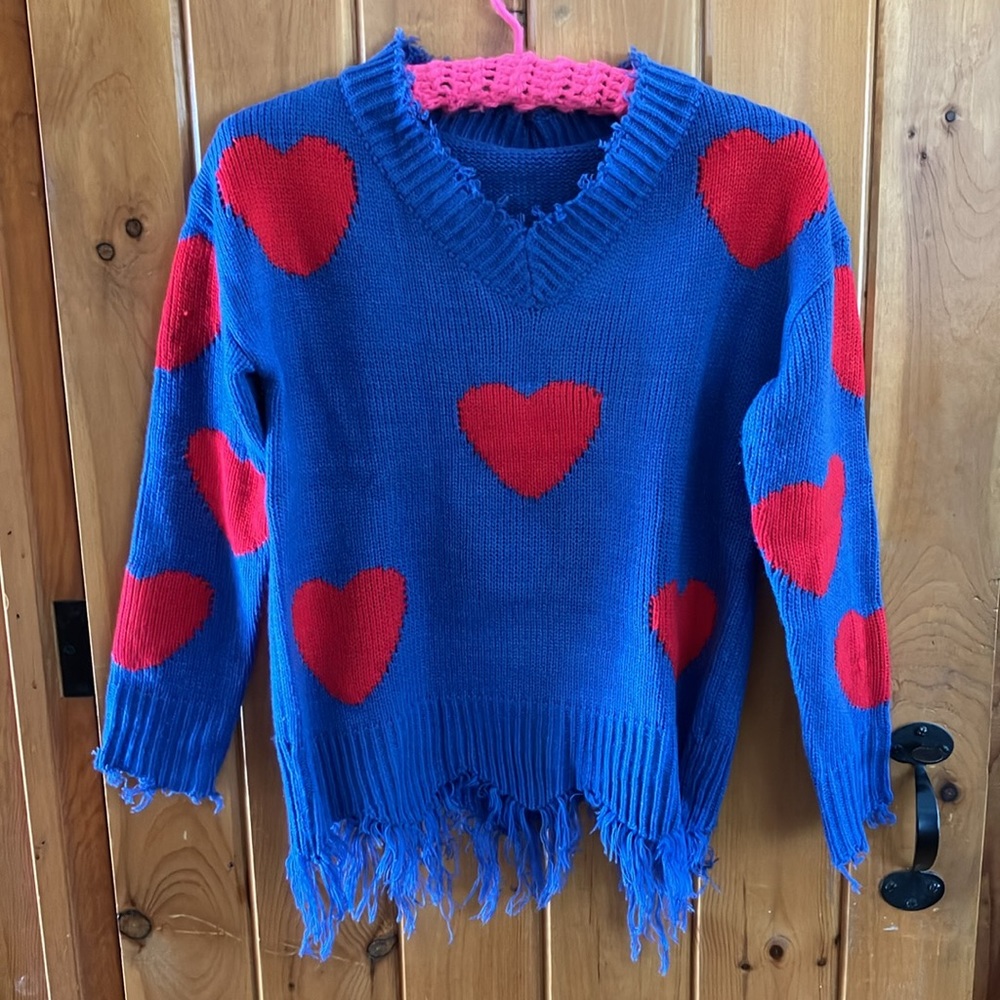 Oversized Off The Shoulder Pullover V Neck Knit Sweater